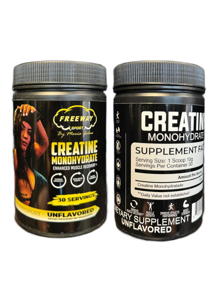 Freeway Sport Creatine Monohydrate Powder - Creatine Supplement for Muscle Growth, Increased Strength, Enhanced Energy Output and Improved Athletic Performance, Unflavored