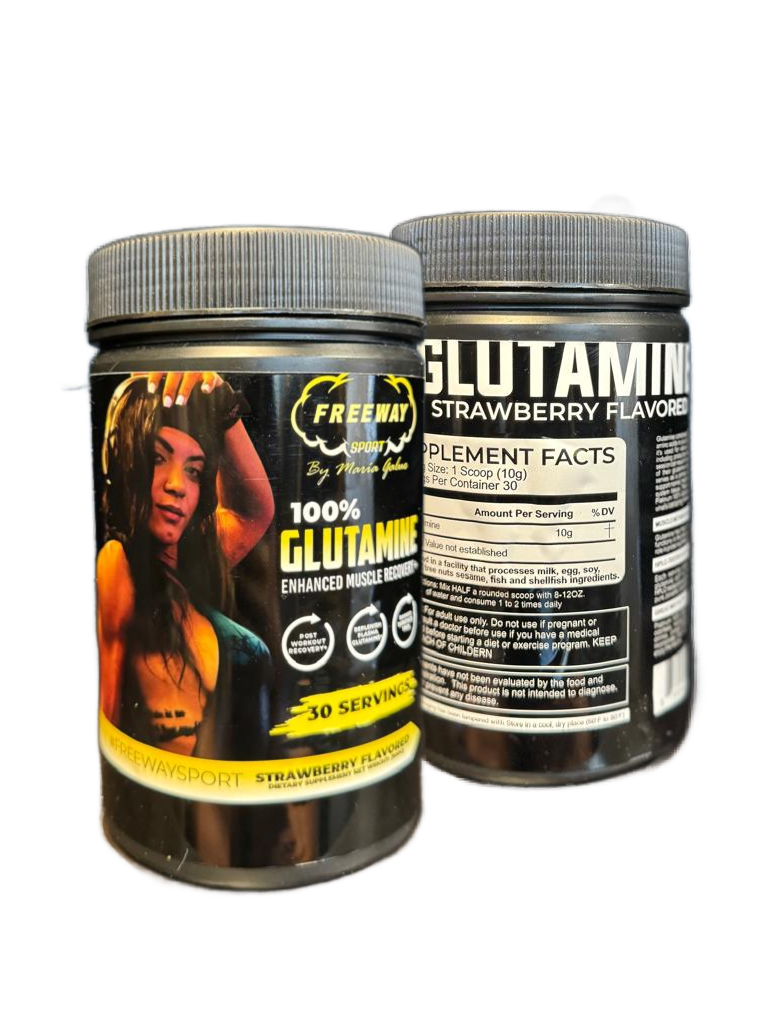 Glutamine Powder | Freeway Sport Pure L Glutamine Powder | Post Workout Recovery Drink | L-Glutamine Powder for Men & Women | Muscle Recovery | Strawberry flavored